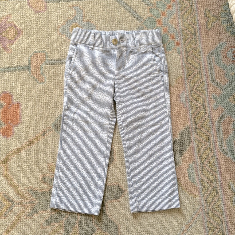 2T Janie and Jack Blue White Sear-sucker Pants